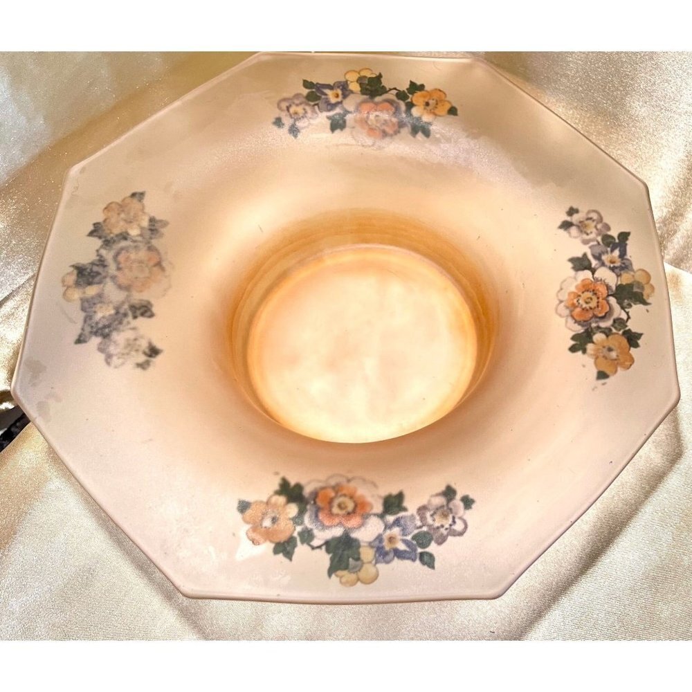 Pink Satin Bowl, Antique Pink Satin Frosted Depression Glass Bowl